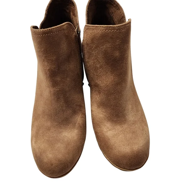 Mia Wedge Ankle Booties Tan Faux Suede Size 7.5 - Picture 2 of 14